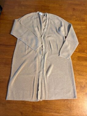 CAbi Taupe Open-Front Longline Cardigan